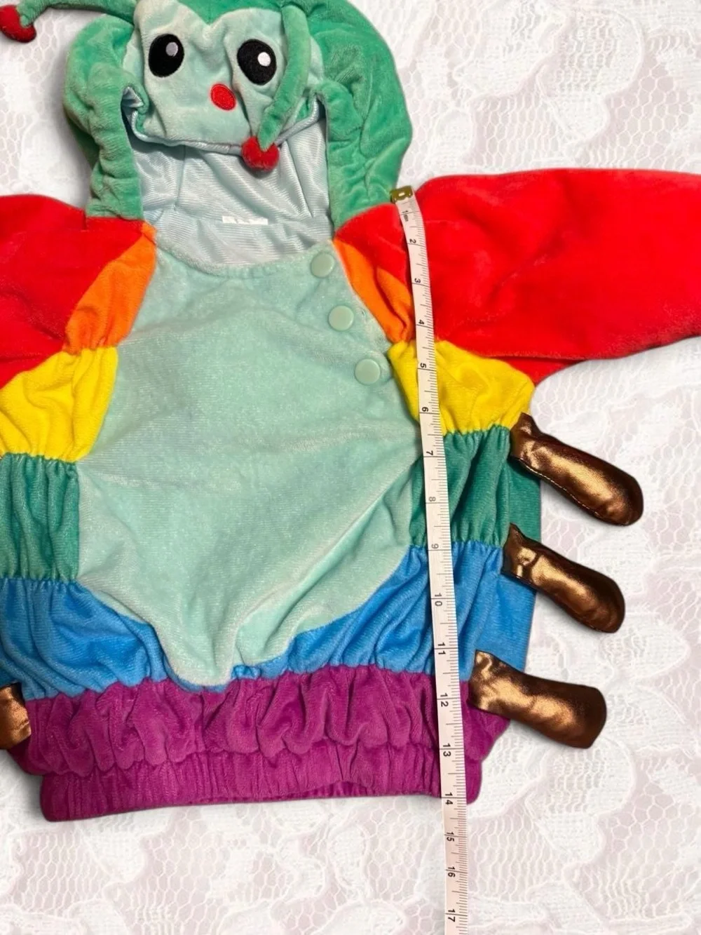 6-12 Months Multicolor Caterpillar Costume Hoodie - Bright Rainbow Play Top
